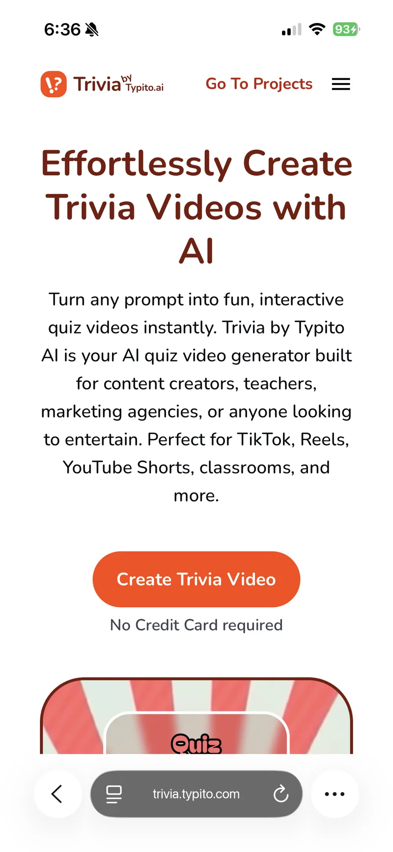 1. Open trivia.typito.com